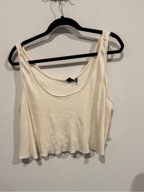 Urban Outfitters Cream Ribbed Crop Tank Top